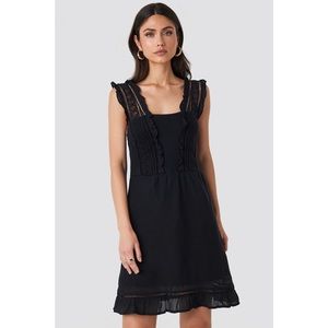 Mango Black Cotton Lace Suity Dress US4